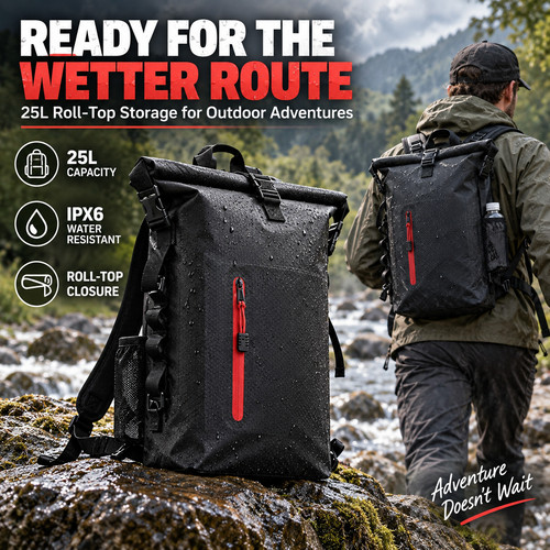 Waterproof backpack 25l roll - waterproof,