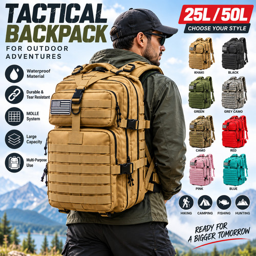 25l 50l tactical backpack - 25l/50l,