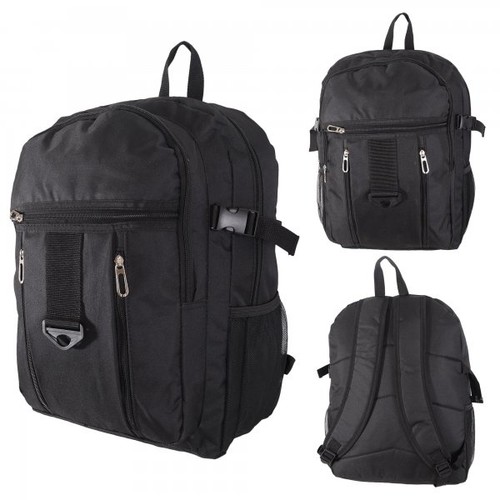 Black travel backpack school - black,